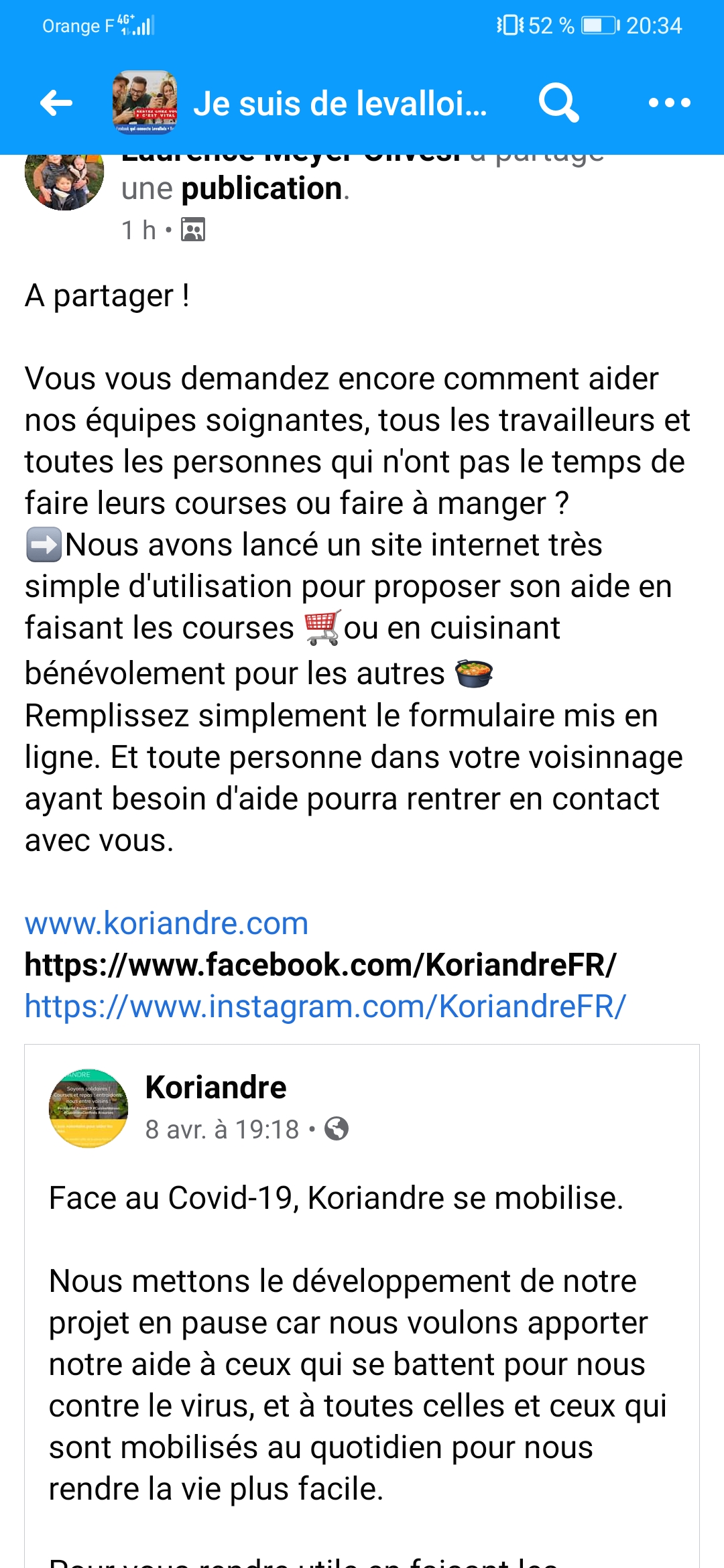 Koriandre - courses et repas solidaires project image